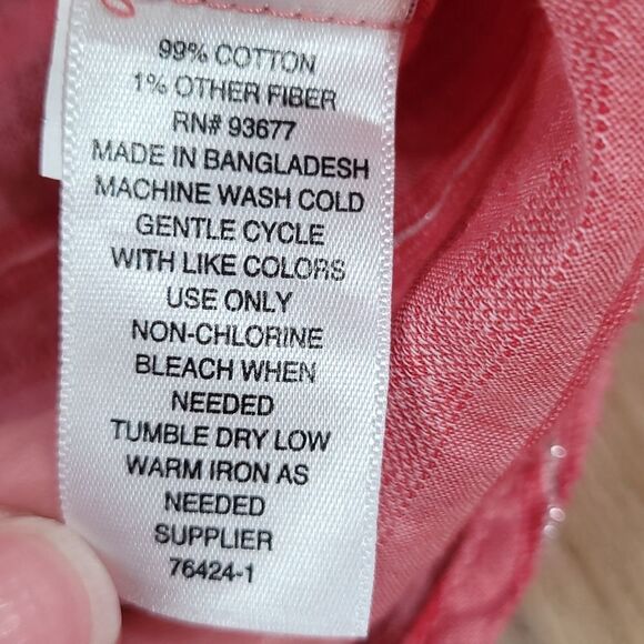 🔺️St. John's Bay Red & Silver Stripe Buttoned Long Sleeve Shirt w/Chest Pockets - Picture 11 of 11